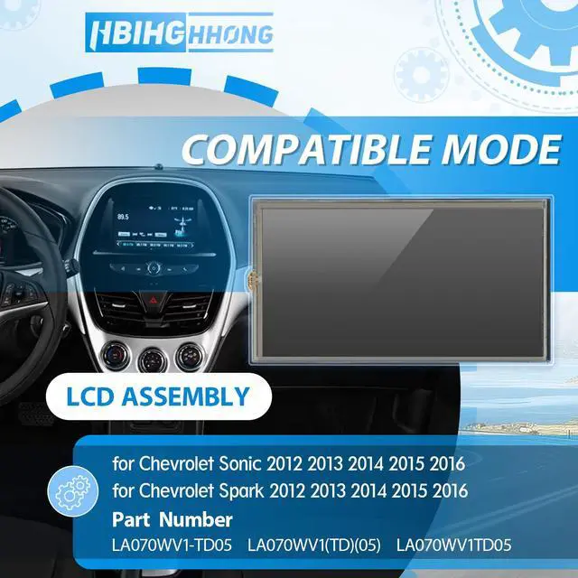 Alt view image 2 of 4 - 7 Inches LCD Screen for Chevrolet Spark Sonic 2012-2016 Spark EV 2014-2016 Radio Car Touch Screen Replacement Digitizer Navigation GPS Display LA070WV1-TD05 with Repair Tools