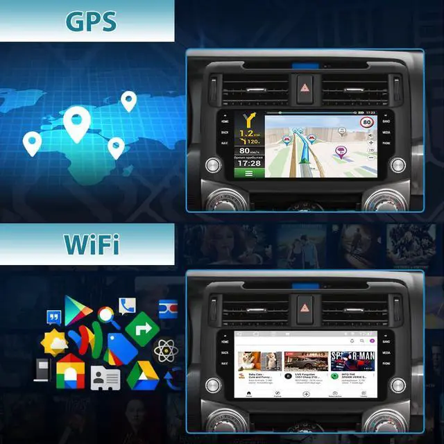 Alt view image 4 of 6 - Car Radio Stereo Android 13 for Toyota 4runner 2010-2022 4GB RAM 64GB ROM with Wireless CarPlay Android Auto