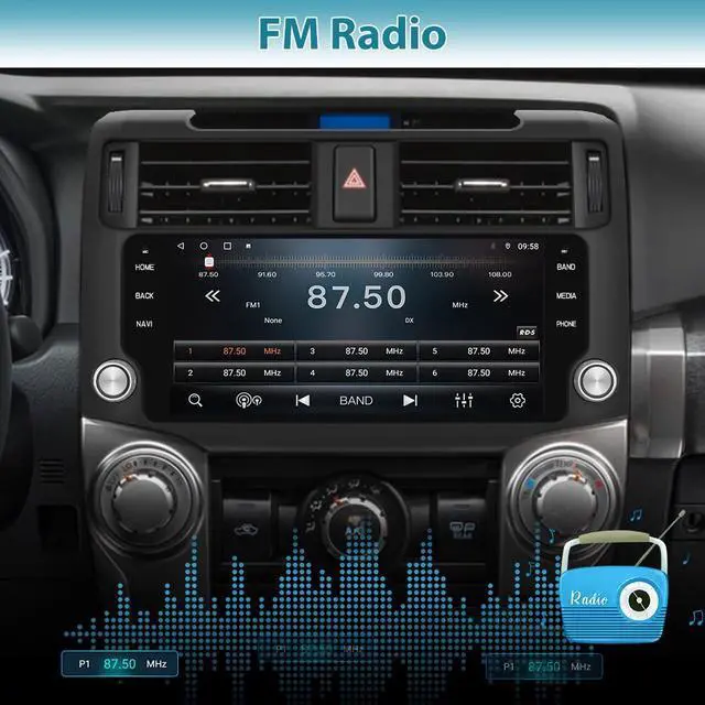 Alt view image 5 of 6 - Car Radio Stereo Android 13 for Toyota 4runner 2010-2022 4GB RAM 64GB ROM with Wireless CarPlay Android Auto