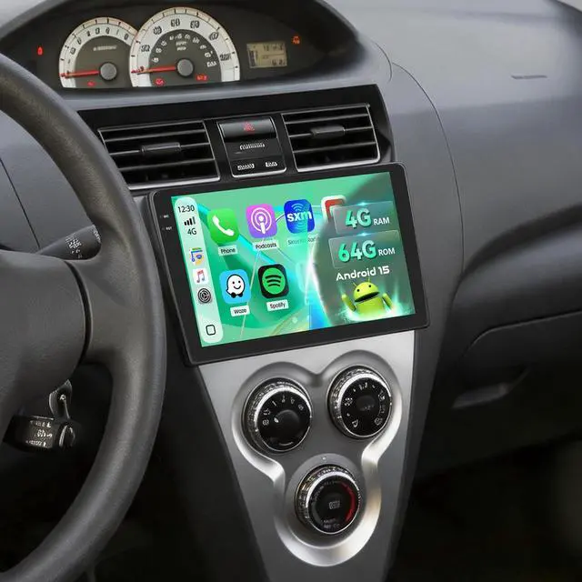 Main image of 5Ghz WiFi 4G+64G Android 15 Car Radio for Toyota Yaris Vios 2007-2014 Car Stereo with Wireless Carplay/Android Auto, 9 Inch HD Touch Screen with GPS Bluetooth FM/RDS EQ SWC Backup Camera MIC
