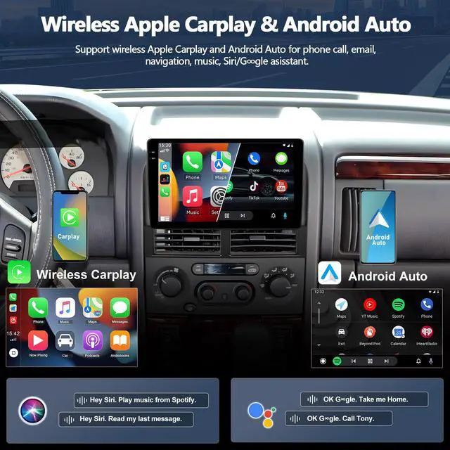Alt view image 4 of 4 - 4+128GB Car Radio Stereo for Jeep Grand Cherokee 1999-2004, 9" Incell 1280 * 720 Touch Screen Head Unit with Android 15 CarPlay Android Auto GPS Navigation Bluetooth FM RDS Backup Camera