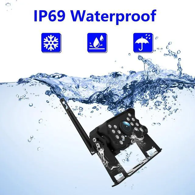 Alt view image 3 of 4 - Wireless Reversing Camera System with 5 inch Split Screen, IP69K Waterproof Backup Camera with Night Vision, Support add 2nd Wireless Rear View Camera for Trailer, RV, Trucks, Farm Vehicle