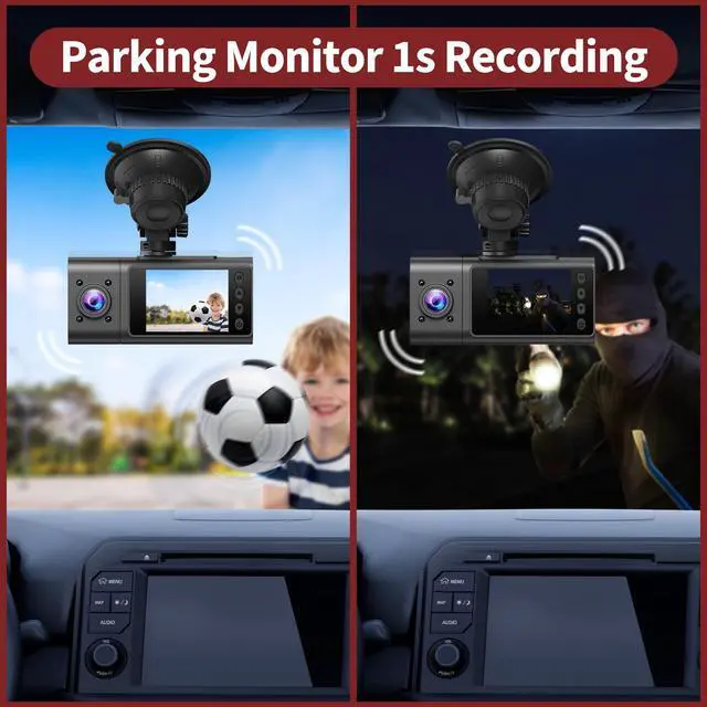Alt view image 4 of 4 - 2025 Dash Cam, 3 Channel Dash Cam Front and Rear Inside, Interior Car Camera,2.5K/1440P Single Front Dash Camera,IR Night Vision, G-Sensor, Free 32G SD Card, Parking Monitor 1S Recording