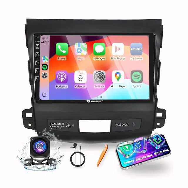 Main image of for Mitsubishi Outlander 2007-2013 Car CarPlay Android Auto Navigation Stereo GPS Radio Reverse Camera Display 9" IPS Touchscreen Headunit Tablet Pad Media Player, if Applicable Quad Core 2G+64G