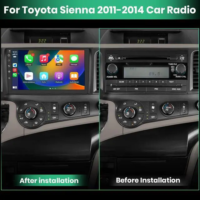 Alt view image 2 of 4 - Car Radio for Toyota Sienna 2011 2012 2013 2014, Android 13 9 Inch Touch Screen 2GB RAM 64GB ROM Head Unit with CarPlay Android Auto Backup Camera