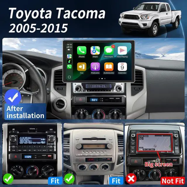 Alt view image 2 of 4 - 4+64G Radio for Toyota Tacoma 2005-2015 Radio Stereo Carplay Android Auto Upgraded 11.5 Inches QLED Screen Tesla Style GPS Navigation FM SWC Bluetooth 5.0 AHD Backup Camera