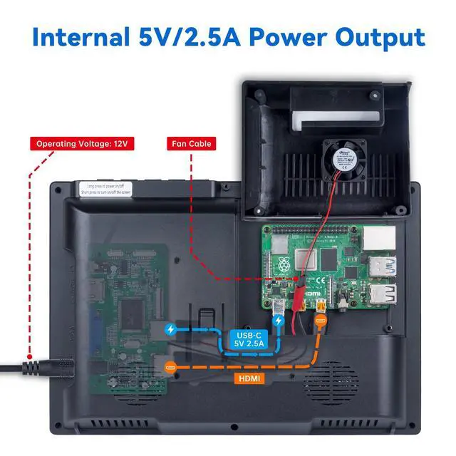 Alt view image 4 of 6 - 10.1'' IPS Display for Raspberry Pi - 10.1 Inch Portable Laptop Monitor, 1280*800 Resolution, Cooling Fan (Non-Touch)