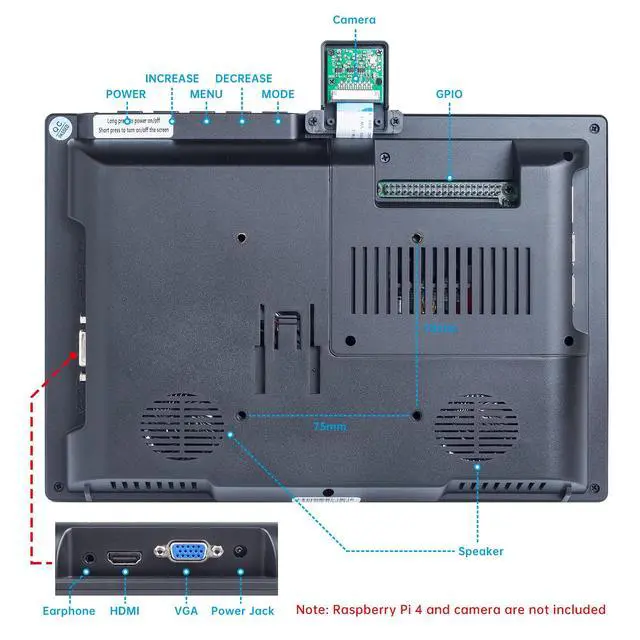 Alt view image 6 of 6 - 10.1'' IPS Display for Raspberry Pi - 10.1 Inch Portable Laptop Monitor, 1280*800 Resolution, Cooling Fan (Non-Touch)