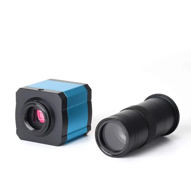 Alt view image 3 of 4 - 14MP HDMI USB Industry Microscope Kit Camera Set Remote Control 100X C-Mount Lens Video Recorder 40 LED Ring Light