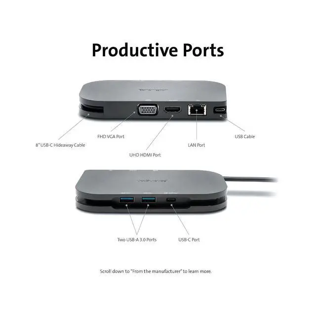 Alt view image 4 of 4 - Kensington SD1610P Surface Dock for Microsoft Surface Pro 11, 10, 9, 8, 7 & 7+, Surface Pro X, Surface Go, Surface Laptop and Surface Book (K38365WW)