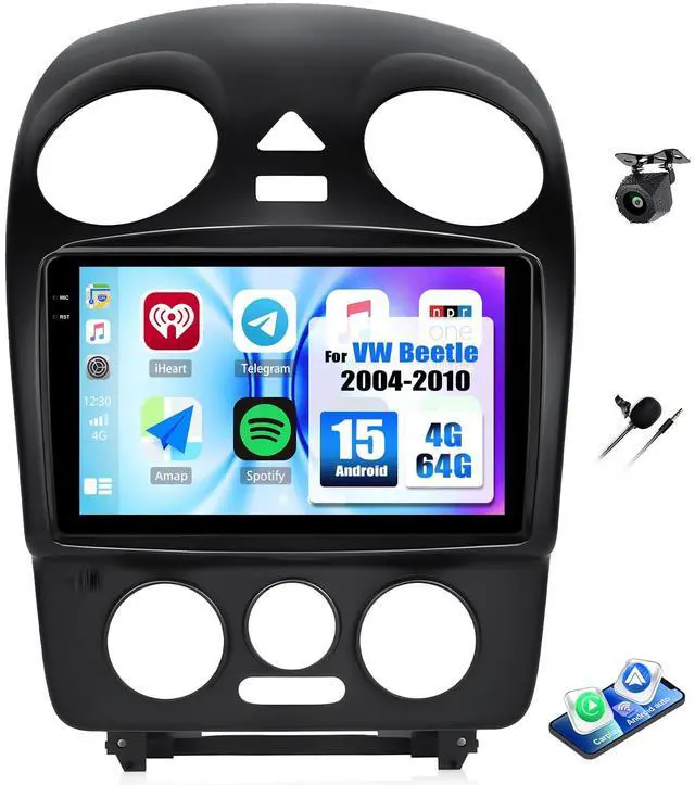 Main image of 4+64G Android 15 Car Stereo for VW Beetle 2004-2010 with Wireless Carplay Android Auto, 9" 1280 * 720P IPS Touchscreen Bluetooth-5.0 32-EQ Car Radio Support GPS WiFi AHD Rear Camera FM RDS SWC