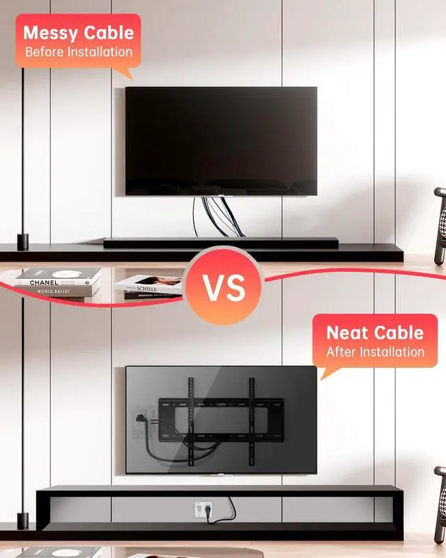 Alt view image 3 of 4 - Dual Outlet in Wall Cable Management Kit, TV Cord Hider for Wall Mounted TV, Recessed Low Voltage Media Wall Plate for Power Cables & Low Voltage Wires