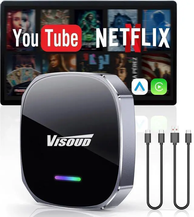 Main image of Magic AI Box Wireless Carplay Adapter Support Net-Flix & YouTube, 5.8GHz WiFi Zero Delay Car Play Wireless Adapter, Plug & Play 3s Auto Connect, (iOS 10+, Android 11+) for Apple iPhone & Android Auto