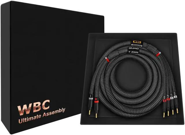 Main image of 3 Foot Ultimate - 7 AWG - Ultra-Pure OFC - Premium Audiophile HiFi Bi-Wire Single Speaker Cable for Center Channel with Eminence Gold Banana Plugs & Carbon Tweed Jacket