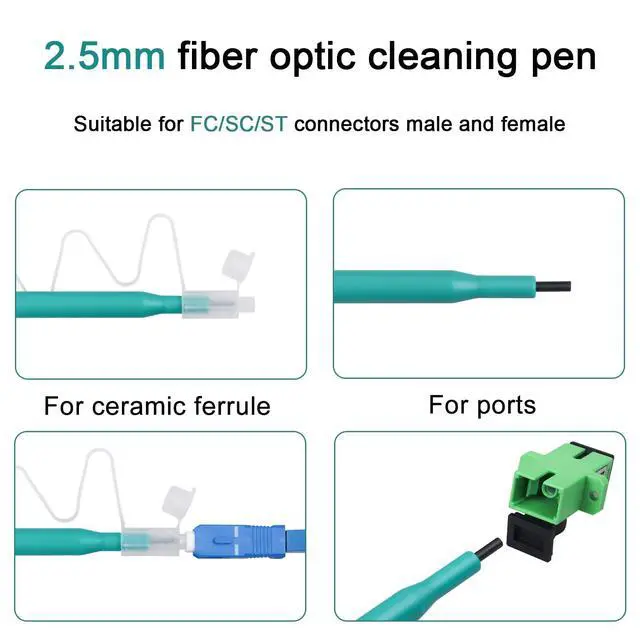 Alt view image 3 of 4 - 30 Pack Fiber Cleaner Pen Fiber Optic Cleaning Tools for 2.5mm SC/FC/ST Connector Over 800 Cleans
