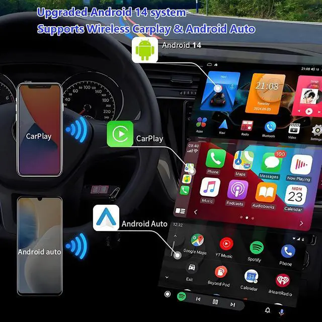 Alt view image 3 of 4 - Car Radio for Jeep Patriot Compass 2010-2016: 4GB+64GB Android 14 Head Unit with Wireless CarPlay Android Auto - 10.2 inch Touchscreen Stereo GPS Navigation Bluetooth WiFi
