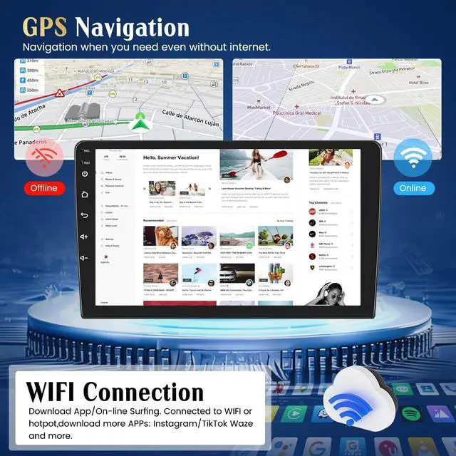 Alt view image 4 of 4 - 2G+64G Android 15 Car Stereo for for BMW 325i 328i 335i 2005-2011 3 Series (E90/E91/E92/E93) Wireless CarPlay Android Auto,9 inch Touch Screen Radio Bluetooth GPS Navigation WiFi FM RDS+AHD Backup Cam