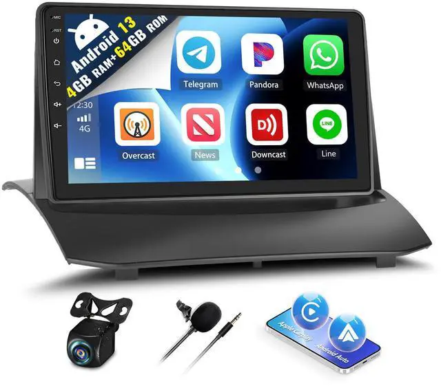 Main image of 4G+64G Android 13 Car Stereo for Ford Fiesta 2009-2014 9 Inch Touch Screen with CarPlay Android Auto Mirror Link UI Bluetooth FM GPS Navigation WiFi FM SWC Shot Cut Backup Camera MIC