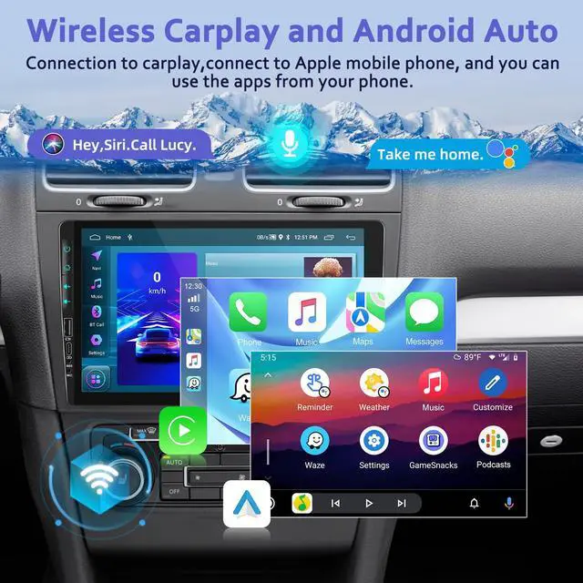 Alt view image 2 of 4 - Motoris 9" Android 15 Car Stereo with Wireless Carplay & Wired Android Auto, 2G+64G HD 1080P Touchscreen Radio Support GPS, Bluetooth, Mirror Link, WiFi, Dual USB, Split Screen, SWC + Backup Camera