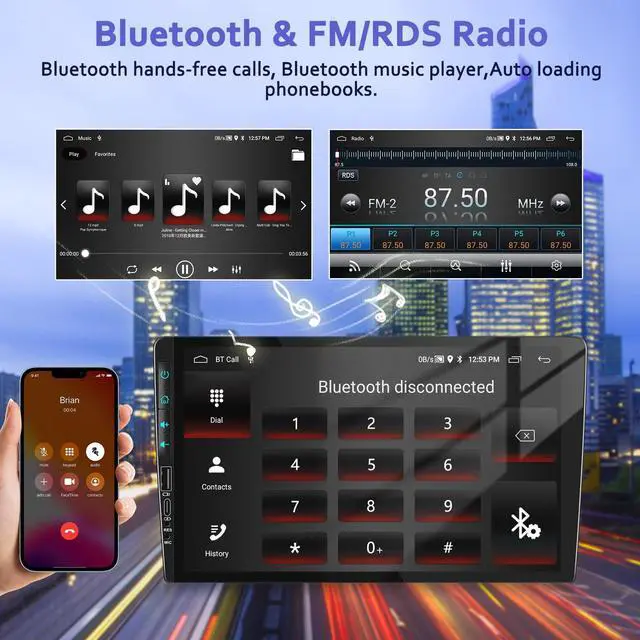 Alt view image 4 of 4 - Motoris 9" Android 15 Car Stereo with Wireless Carplay & Wired Android Auto, 2G+64G HD 1080P Touchscreen Radio Support GPS, Bluetooth, Mirror Link, WiFi, Dual USB, Split Screen, SWC + Backup Camera