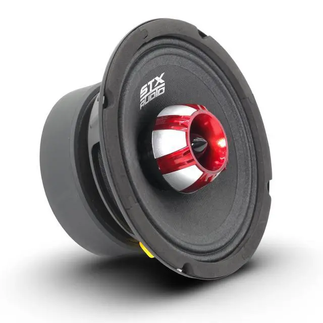 Alt view image 2 of 4 - X65.2R 6.5" Midrange Speaker, 850 Watts Max Power, 4 Ohm, 91 dB Sensitivity, Black Press Paper Cone for Car Audio with High Capacitor and Red Grills
