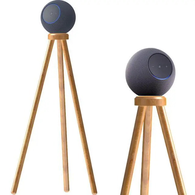 Alt view image 2 of 4 - Wood Tripod Stand for Echo Studio (2025 new Studio),SONOS Era100 and SONOS Era100sl,Enhance Sound Quality While Decorating Your Home (Beech)