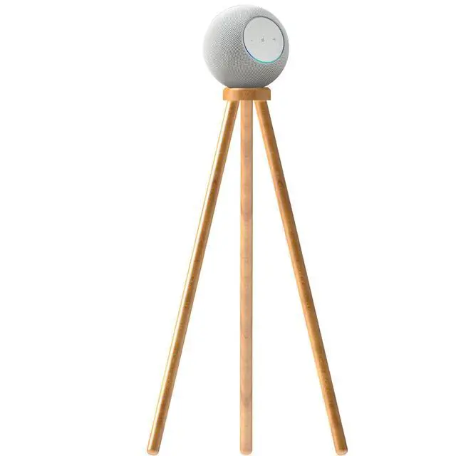 Alt view image 3 of 4 - Wood Tripod Stand for Echo Studio (2025 new Studio),SONOS Era100 and SONOS Era100sl,Enhance Sound Quality While Decorating Your Home (Beech)