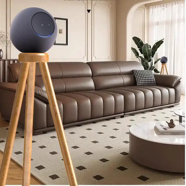 Alt view image 4 of 4 - Wood Tripod Stand for Echo Studio (2025 new Studio),SONOS Era100 and SONOS Era100sl,Enhance Sound Quality While Decorating Your Home (Beech)