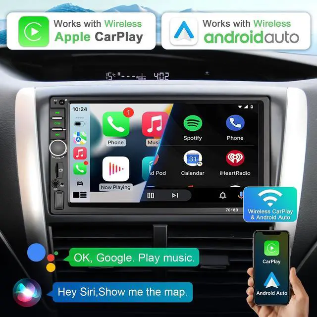 Alt view image 2 of 4 - Double Din Car Stereo Wireless Apple CarPlay Wireless Android Auto, 7 Inch Touchscreen Double Din Radio with Mirror Link,Bluetooth, Backup Camera, SWC/FM/USB/AUX