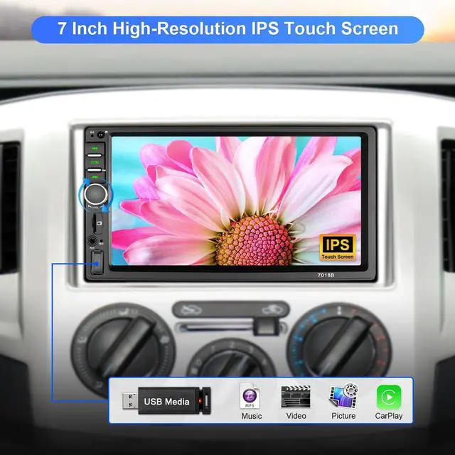 Alt view image 3 of 4 - Double Din Car Stereo Wireless Apple CarPlay Wireless Android Auto, 7 Inch Touchscreen Double Din Radio with Mirror Link,Bluetooth, Backup Camera, SWC/FM/USB/AUX
