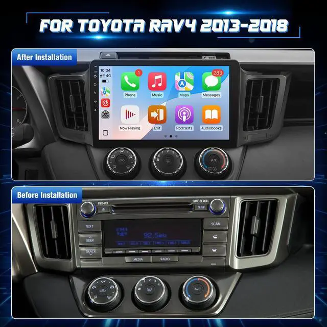 Alt view image 2 of 4 - 8 Core Radio for Toyota RAV4 2013-2018 with Wireless Carplay Android Auto, 10.1" IPS Touch Screen for RAV4 GPS Navigation Bluetooth WiFi Rear Camera FM Mirrorlink Split Screen SWC