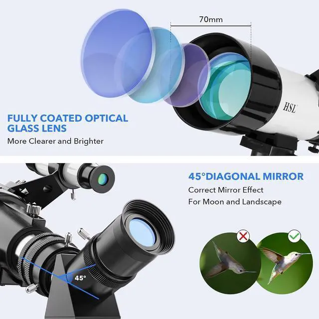Alt view image 2 of 4 - 70400 Telescope for Kids 8-12,Telescope for Adults high Powered,70mm Aperture 400mm Focal Length Refractor Astronomy telescopes Kids 5-7 6 Year Old White