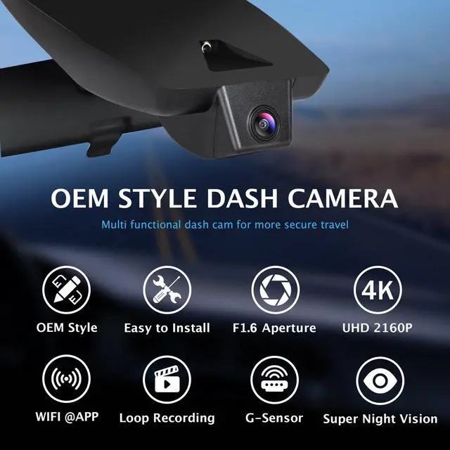 Alt view image 2 of 4 - 4K Dash Cam Compatible with Toyota RAV4 2022-2024 LE Limited SE Adventure XLE Premium XSE Model B,with Vent Hole,OEM Size,UHD 2160P,Loop Recording,G Sensor,WiFi & APP,64GB Card