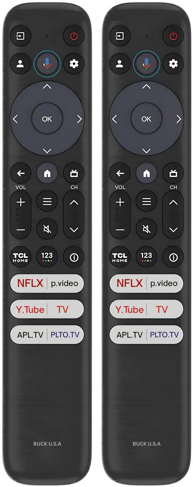 Main image of 2 Pack RC813 TCL Remote Control Replacement - Easy Setup, Infrared + Bluetooth, Shortcut Keys - Universal TCL TV Remote Replacement for Google & Android TV (Series QM8, QM7, S5, S4, S3, Q7, Q6, Q5)