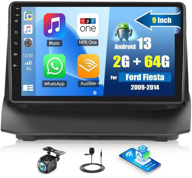 Main image of Android Car Stereo for Ford Fiesta 2009-2014 with Carplay Android Auto Mirror Link 9 inch Touchscreen with GPS Navigation WiFi 26UI Bluetooth FM Backup Camera