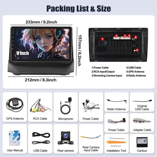Alt view image 4 of 4 - Android Car Stereo for Ford Fiesta 2009-2014 with Carplay Android Auto Mirror Link 9 inch Touchscreen with GPS Navigation WiFi 26UI Bluetooth FM Backup Camera