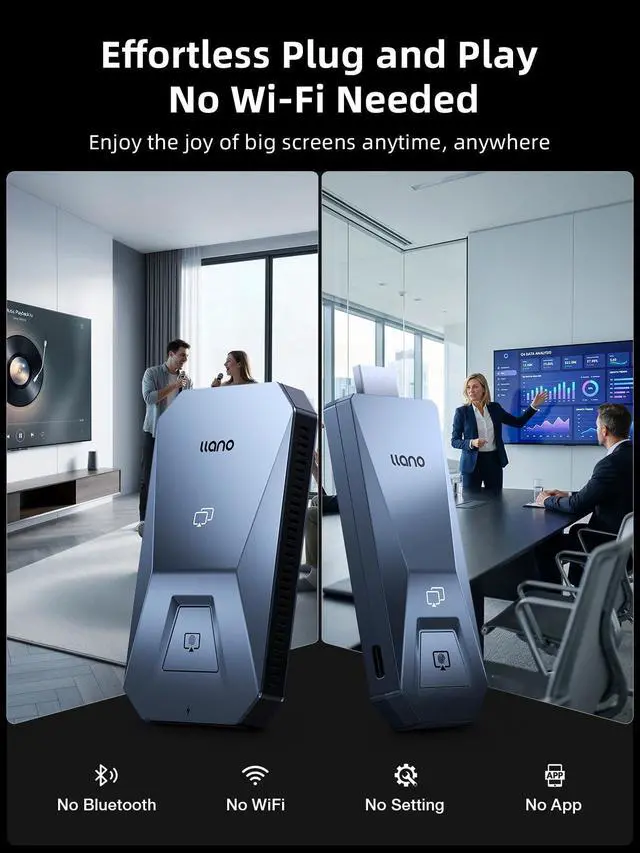 Alt view image 4 of 4 - T5 Upgraded Type-C Wireless HDMI Transmitter and Receiver, Ultra 4K Decode Input 4K@30Hz Output, 50M, Plug&Play 2.4G+5.8G and Audio for Phone/Tablet/Laptop/PC to Monitor/Projector/TV