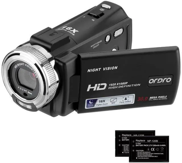 Main image of HDV-V12 Video Camera Full HD Camcorder Digital Recorder | 1080P 30FPS 30MP | 3.0 Inch Rotation LCD | 16X Digital Zoom | Infrared Night Vision - Black (V12 Base)