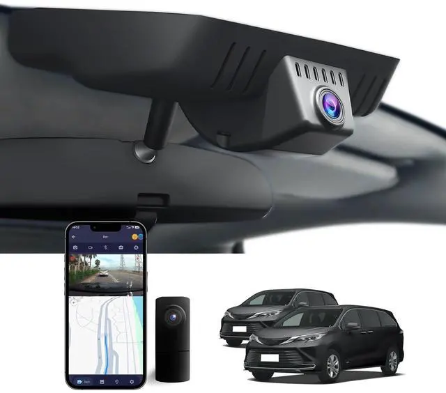 Main image of Dual Channel 4K & 1080P Dash Cam for Toyota Sienna 2021-2026 LE Limited XLE Platinum XSE (XL40),Easy Installation,OEM-Style,Collision Detection,Loop Recording,WiFi & App,128G Card
