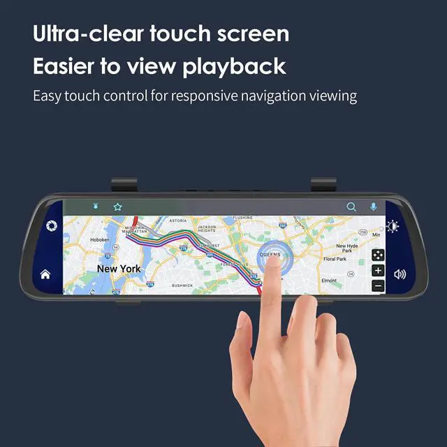 Alt view image 3 of 4 - 10'' Rearview Mirror Camera with CarPlay&Andorid Auto,2K Mirror Dash Cam Front and Rear Backup Camera with Reverse Assist/Loop Record/G Sensor/Voice Control&Split Touch Screen