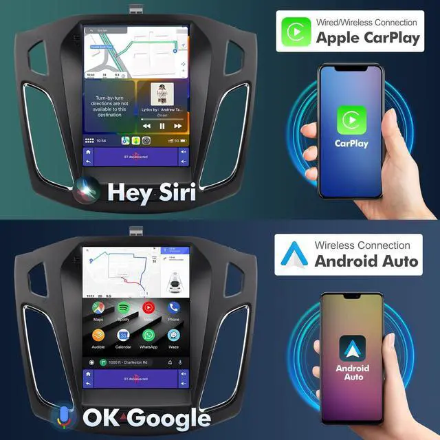 Alt view image 2 of 4 - 10.4 Inch IPS Touchscreen Android 12 Car Stereo for Ford Focus 2012-2018 with Wireless CarPlay & Android Auto 2+32GB Car Radio, Support GPS, WiFi 6, Bluetooth,5.4, FM, Backup Camera, SWC, Dual USB