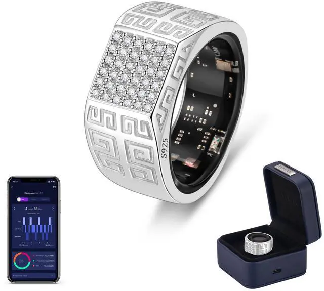 Main image of Venlan S925 Great Wall Pattern Smart Ring for Men & Women, Vital Health Ring with Sleep Tracker, Fitness Tracking, Heart Rate & HRV Monitor, Waterproof Smart Health Ring(#11)