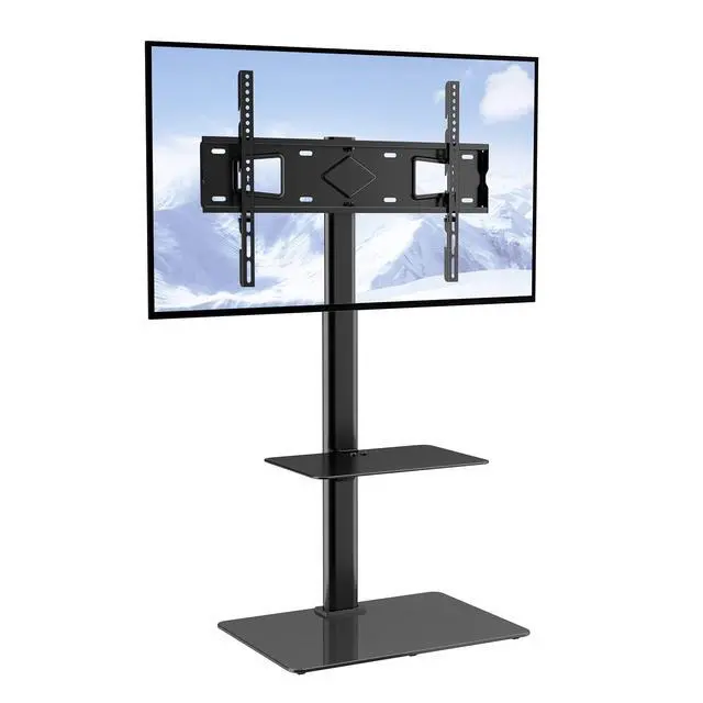 Main image of TV Stand Mount, Adjustable Swivel Floor Stand for 32-65 Inch TVs, Portable with Tempered Glass Base, Height Adjustable for Living Room or Bedroom