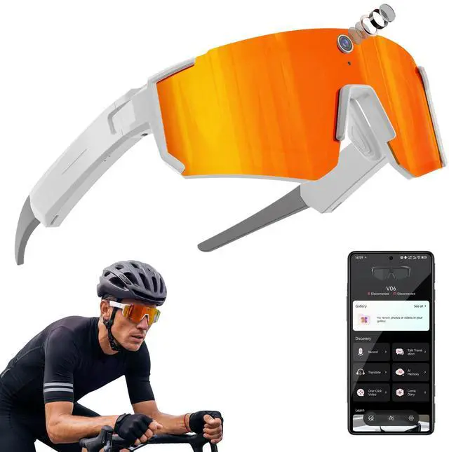 Main image of Sport AI Smart Glasses with Camera and EIS Stabilization, Bluetooth 8MP HD Camera 1200P Video Recording, AI Voice Assistant Photo Recognition, Real-Time Translation, Polarized Lenses Sunglasses