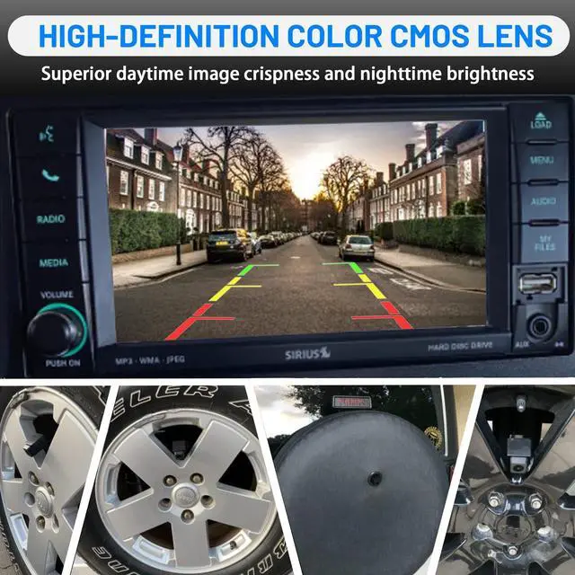 Alt view image 3 of 4 - Classic 1.0 Backup Camera for Jeep Wrangler Spare Tire Mount 2007-2018, Rear View Reverse Aftermarket Camera for JK JKU Rubicon Sahara Sport Unlimited Removable Guidelines w/OEM Monitor Adapter