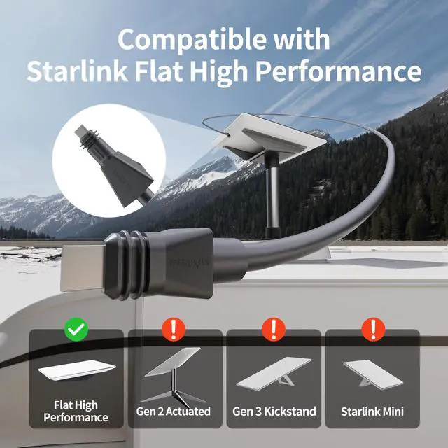 Alt view image 2 of 4 - Starlink Flat High Performance Cable Waterproof 25M/82FT Starlink Performance Gen 2 Cables for Dish to Power Supply