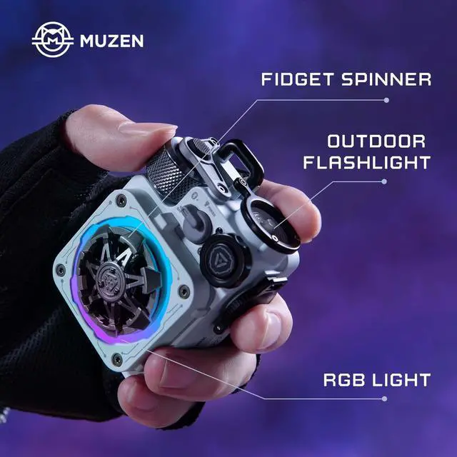 Alt view image 2 of 4 - Cyber Cube-Pro Bluetooth Speaker, Bluetooth 5.0, Portable Speaker with Fidget Spinner, Crystal Clear Sound with RGB Led Light Wireless Speaker, Waterproof Speakers for Indoor Outdoor