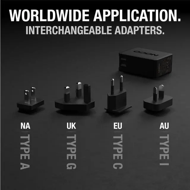 Alt view image 4 of 4 - U65 65W USB-C Charger, Power Delivery (PD) Fast Portable Micro Wall Charger and International Travel Charger with Interchangeable Plugs for Apple, Google, Samsung, Microsoft and More