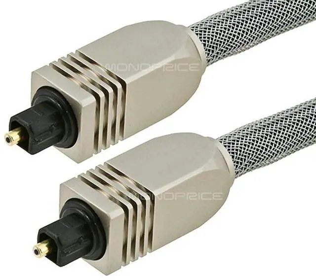 Alt view image 2 of 3 - 103448 Premium S/PDIF (Toslink) Digital Optical Audio Cable - Silver - 75ft | Heavy Duty Mesh Jacket, Metal Connector Heads, for Play Station, Xbox one, Home Theater & More Gray