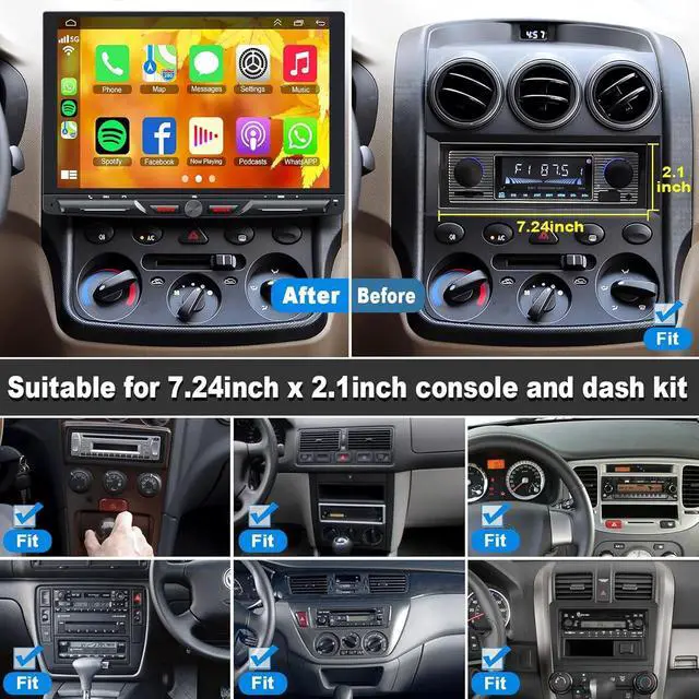 Alt view image 2 of 4 - Wireless 10.1" Single Din Car Stereo CarPlay Radio, Carplay Android Auto Touch Screen, Bluetooth 5.3, Car Audio Receiver, 240W Subwoofer, Backup Camera, FM/AM SWC